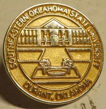 Vintage Southeastern Oklahoma State University Durant Gold Tone Hat Lapel Pin GU