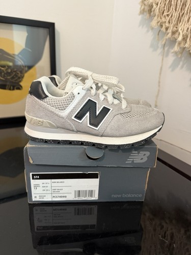 New Balance 574 Classics Black Grey Blue Kids Running Sneakers Size 13