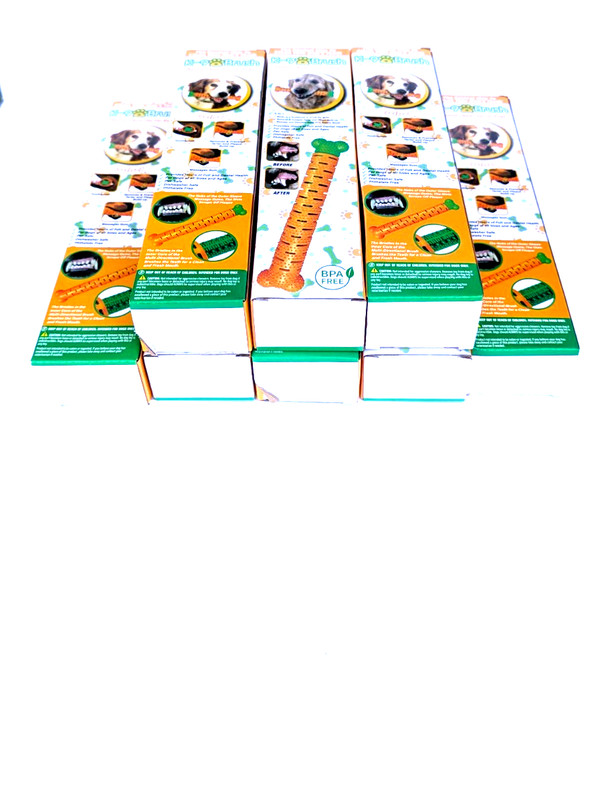 Eight (8) K-9 Brush 3-in-1 Dental Chew Dog Toy Teeth Bone Toothbrush - BPA FREE