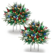 Lighted Christmas Urn Filler Pack?4 Inch LED Planter Decor?2 Multicolor Planters