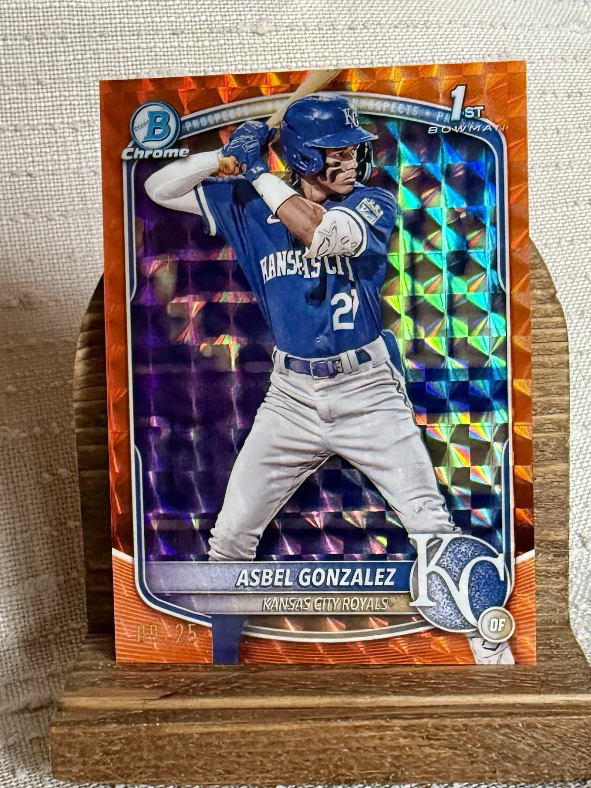 2025 Bowman Chrome Prospects Orange Geometric Refractor #BCP4 Asbel Gonzalez /25