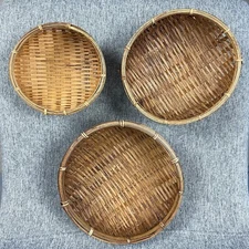 Set of 3 Woven Baskets Nesting Decorative 7" Farmhouse
