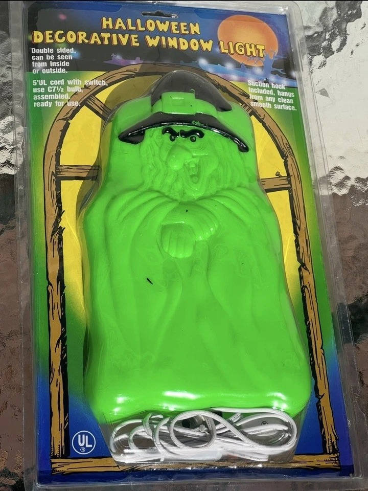双面绿色女巫窗户吹塑 11 英寸点亮万圣节装饰 * 密封 * — 第 2/4 张图片