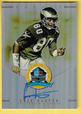 2019 Panini HOF 50th Anniversary Cris Carter Eagles On Card HOF Auto 10/50
