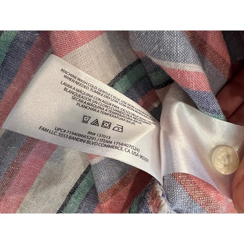Orvis Linen Blend Sleeveless Button Shirt Striped Size S - Picture 7 of 8