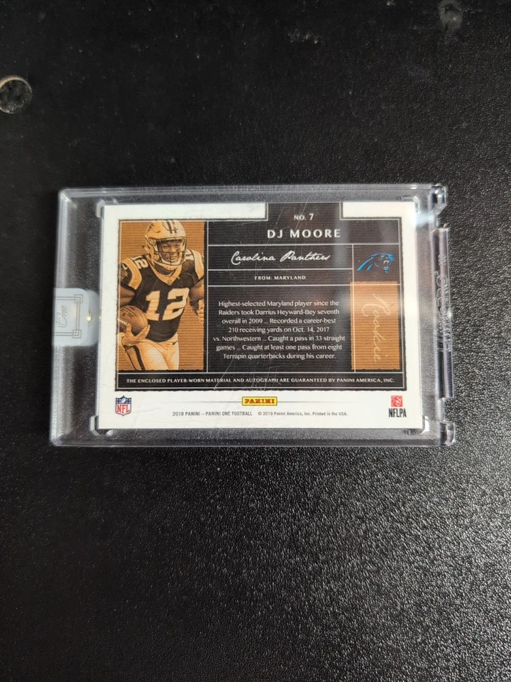 2018 Panini One DJ Moore Rookie Patch Auto RC, AU, MEM /99 Panthers Bears 🔥 - Image 2 of 4