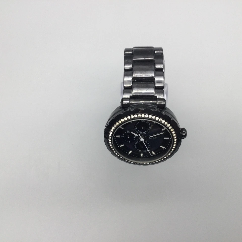 Reloj Fossil Cerámica Mujer Negro 40mm Día Fecha Bisel Cristal Batería Nueva 7" Foto 3 de 4