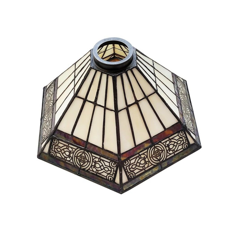 Tiffany Style Lamp Shade Replacement Yellow Hexagon Stained Glass