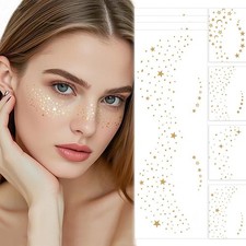 Glitter Freckles Face Tattoo, 4 Pcs Gold Freckles Temporary Face Tattoos, Sparkl