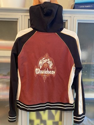 Women s Large Harley Davidson Zip Up Red Jacket 100% Cotton Made In USA