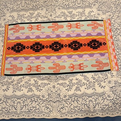 Vintage Palm Cove Southwestern Design Cotton Terry Beach Towel Cactus Lizard