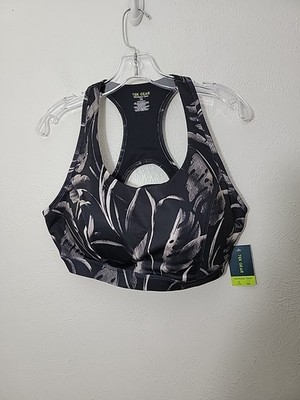Tek Gear 1X Sports Bra Padded Racerback Workout Pretty Black  Tan 