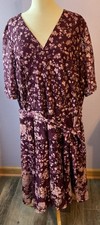 Lane Bryant Purple Lace Floral Knee Length Dress Size 26 Cottagecore Fairy