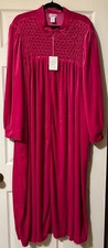Vintage Saybury Women's 4X Velour Velvet Hand Smocked Pink Zip Up Long Robe NWOT