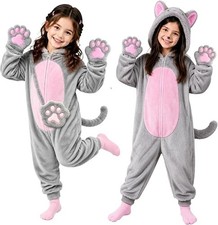 Cat Costume for Girls-Halloween Costumes for kids Dress Up with Candy Bag, 7-8Y