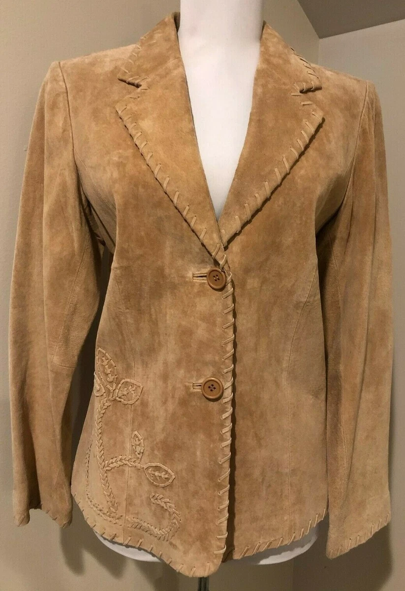 MARGARET GODFREY Womens Leather Suede Jacket Coat - Sz 6 Small Medium | eBay