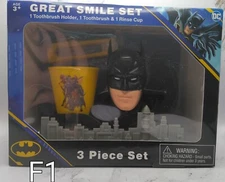 Batman DC Comics Travel Toothbrush, Holder & Rinse Cup Great Smile Set