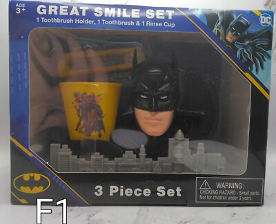 Batman DC Comics Travel Toothbrush, Holder & Rinse Cup Great Smile Set