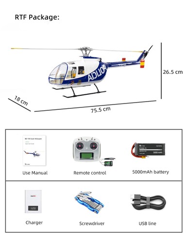 Flywing BO105 Helicopter H1 M10N GPS 4 Blade Simulation Police aviation Airplane - Bild 18 von 27