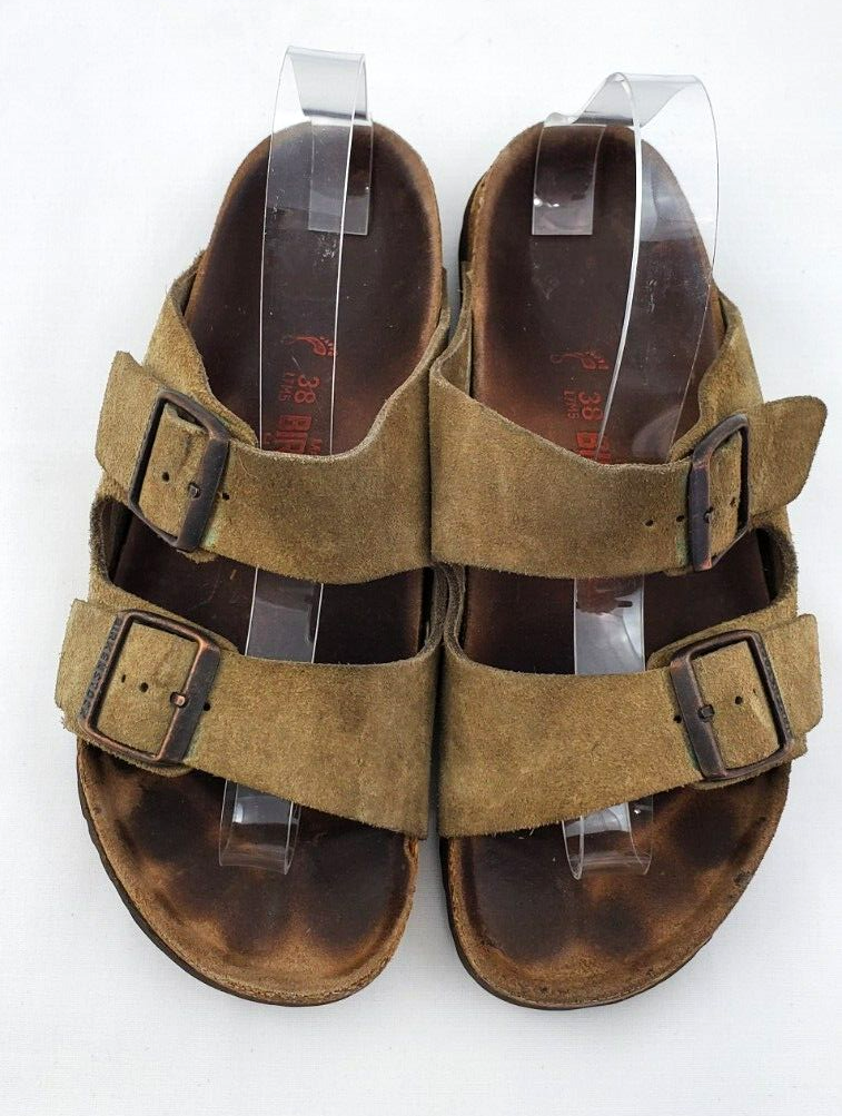 Birkenstock Arizona High Arch L 7/M5 38 Wide Green/Taupe Suede 2-strap  Slides | eBay