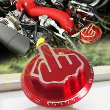 RED Aluminum Screw-In Middle Finger Oil Filler Tank Cap Valve Decor Trim Cover