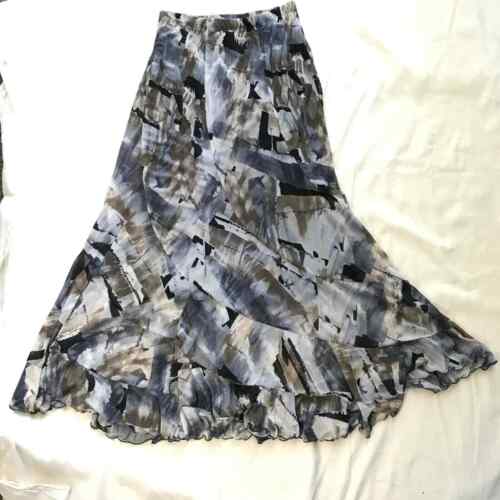 NY Bohemian Maxi Skirt Gussets Sheer Lined