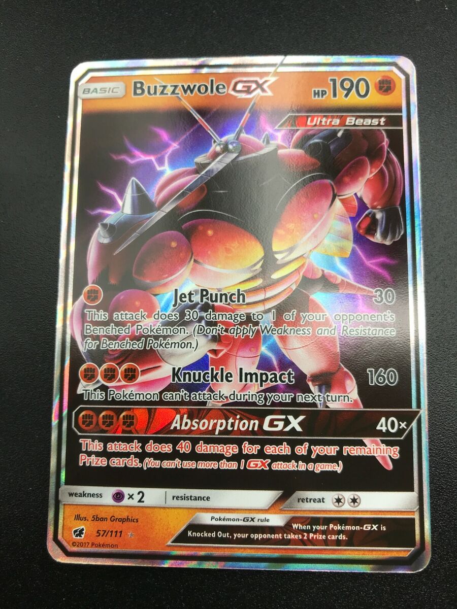 Buzzwole GX ULTRA RARE 57/111 SM Crimson Invasion Pokemon Buzzwole GX ULTRA RARE 57/111 SM Crimson Invasion Pokemon