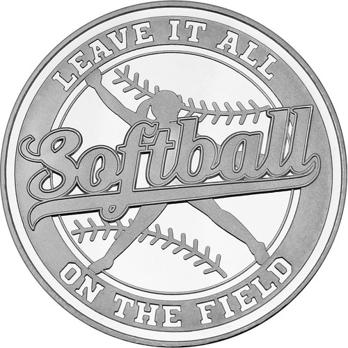 Softball Sport 1oz .999 Fine Silver Round by SilverTowne in Yellow Bow Gift Box - Picture 2 of 8