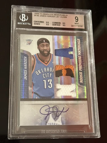 2009-10 Panini Absolute James Harden Rookie Auto BGS 9 Mint NBA Logoman 1/1