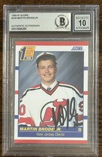 1990 SCORE MARTIN BRODEUR SIGNED ROOKIE CARD BAS BECKETT GEM MINT 10 AUTOGRAPH