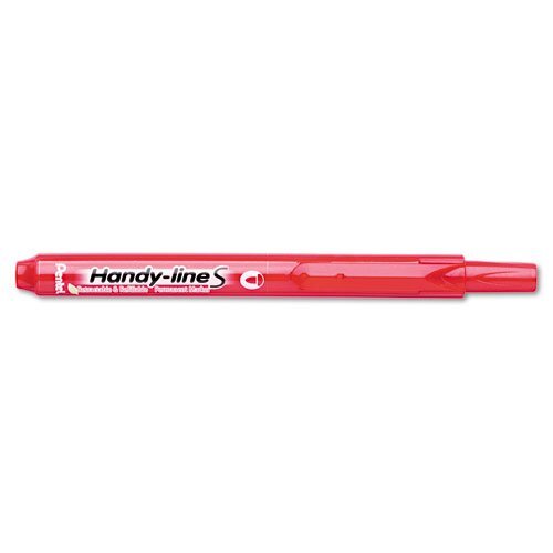 Pentel Retractable Handy-Line S-Permanent Markers, Ultra Fine Tip, Red  12-Count