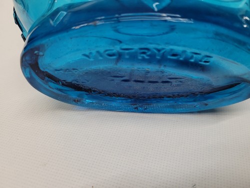 Vintage Blue Italian Art Glass Vase Crown Shaped Bottle with mini topper Made - Picture 6 of 7