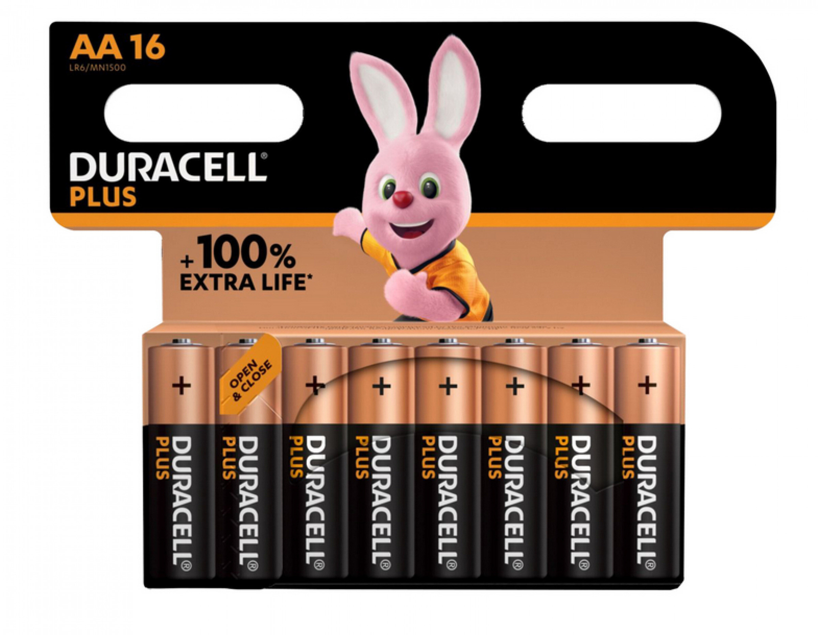 16 piles AA Duracell LR6 Plus Power alcaline 1,5V pour les appareils du quotidien