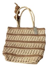 Mar Y Sol Montauk Raffia Handmade Tote Bag Purse Straw Brown Tan Handbag Nwt