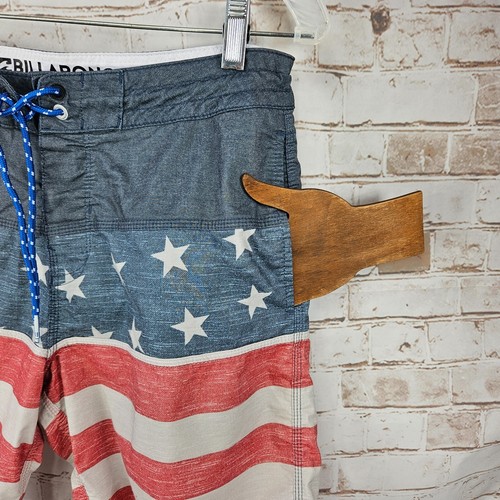 Billabong Lo Tides Boardshorts Size 30 Red White Blue American Flag Patriotic - Picture 6 of 10