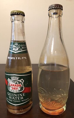 Set of 2 Vintage Glass Soda Bottles - Canada Dry Quinine and Billy Baxter