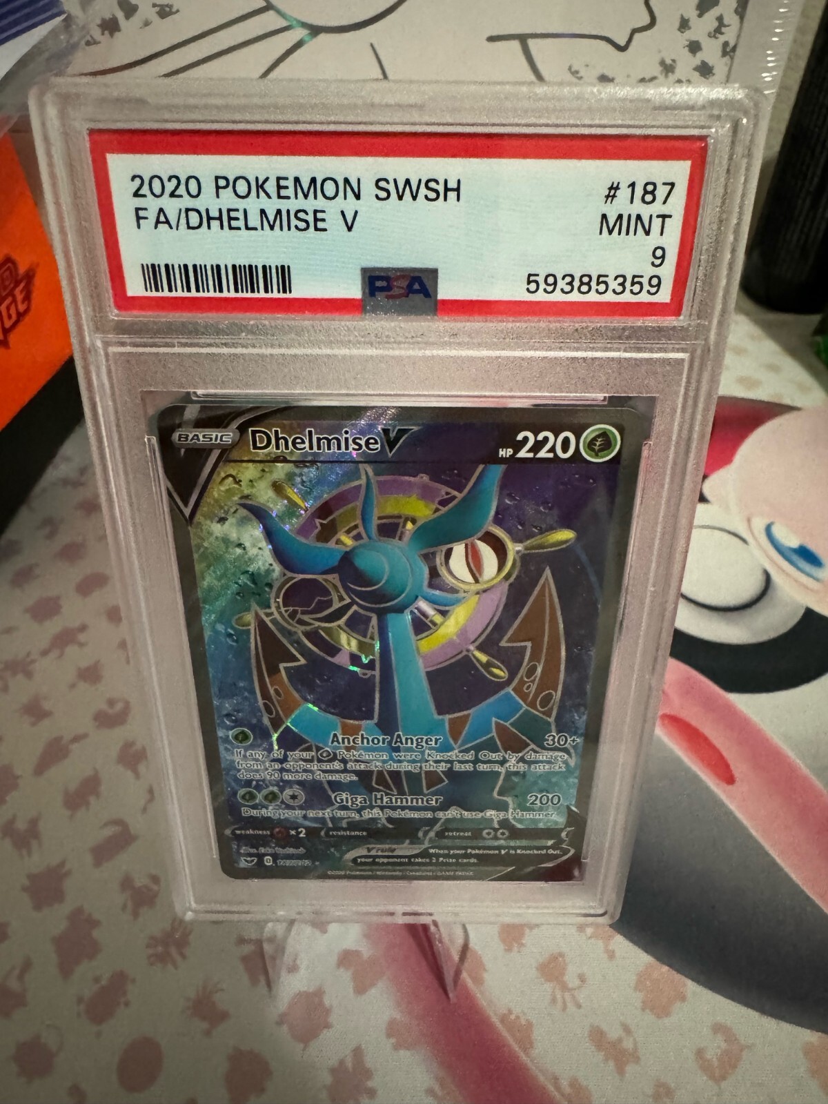 2020 Pokemon Sword & Sheild #187 Dhelmise V Full Art PSA 9 MINT