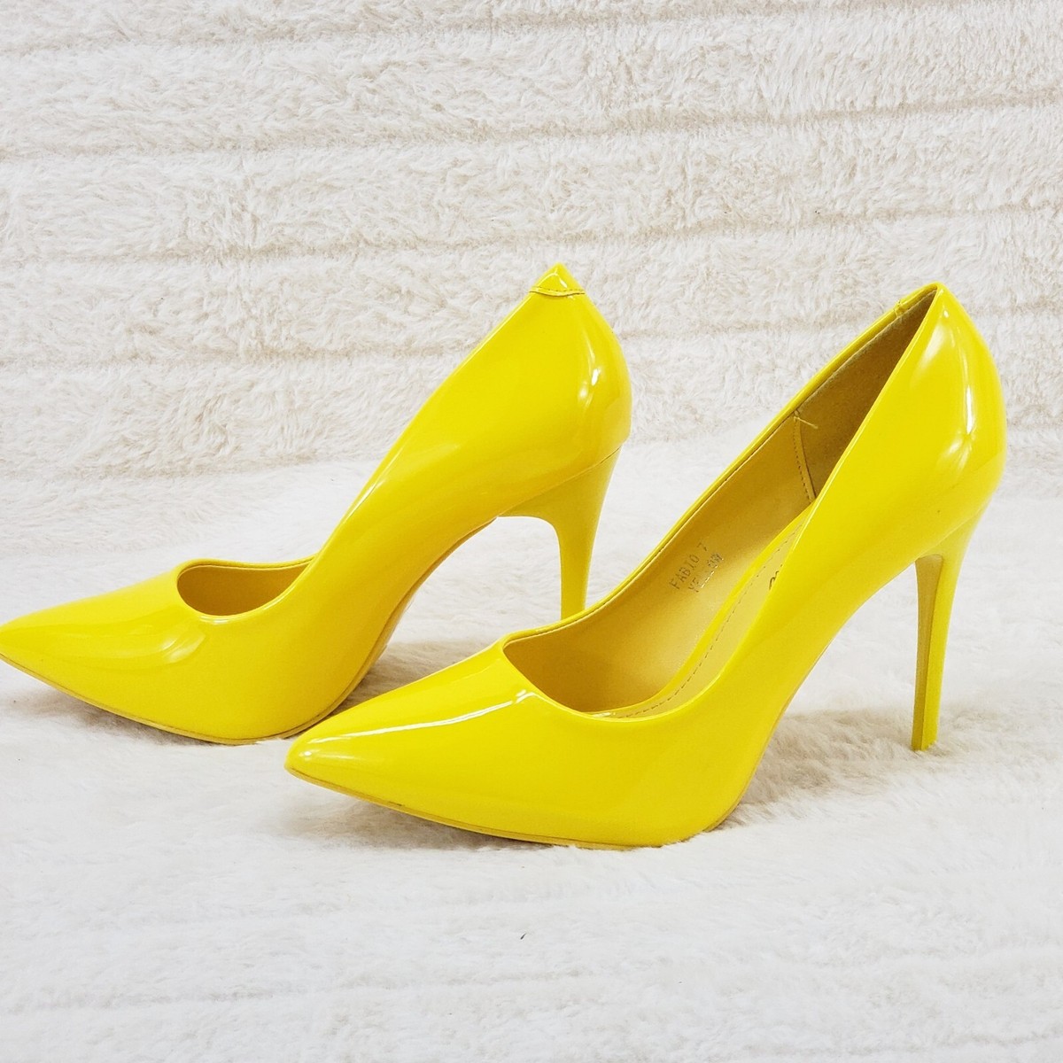 Fabio Yellow Patent High Heel Shoes Pointy Toe Pump 7-11 | eBay