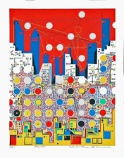 CITY #369 Architecture Translated to Beautiful Art; Serigraph By Risaburo Kimura
