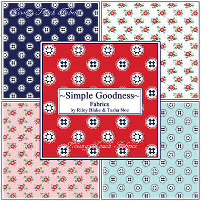 RILEY BLAKE ''SIMPLE GOODNESS'' TASHA NOE QUILT STAR FLORAL  FABRIC SELECTIONS