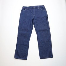 Vintage Y2K Dickies Mens 38x32 Faded Spell Out Wide Leg Dungaree Denim Jeans