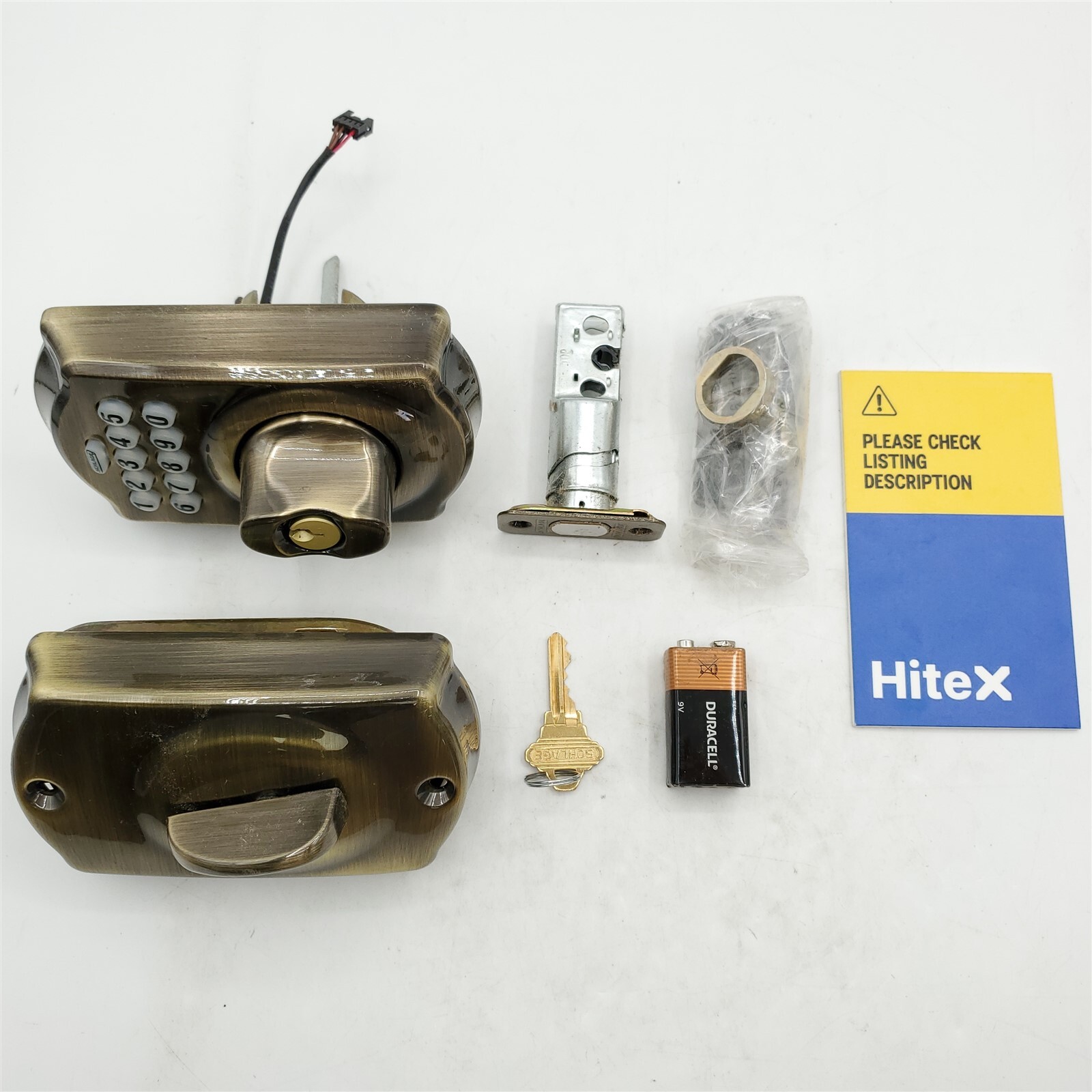 Schlage BE365 Camelot Keyless Deadbolt Lock in Antique Brass