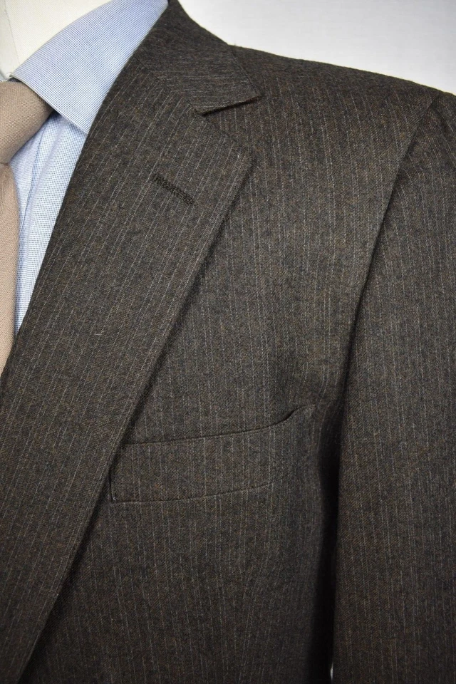 Traje de tres piezas Austin Reed marrón a rayas 100 % lana años 70 dos botones talla: 40XL Foto 4 de 4