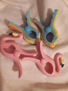 Flamingo &Fish Beach Towel Clips Jumbo Size set of 4