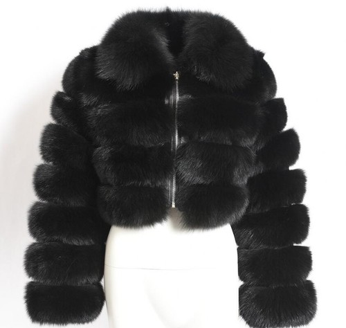 Women Luxury Fluffy Faux Fur Coat Short Cardigan Winter Warm Zip Outwear Jacket - Picture 8 of 16