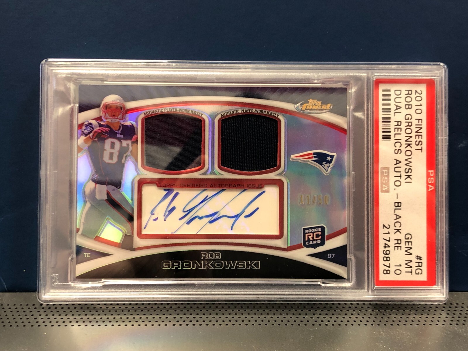 Rob Gronkowski Finest Dual Relics Autograph #RG Black Refractor