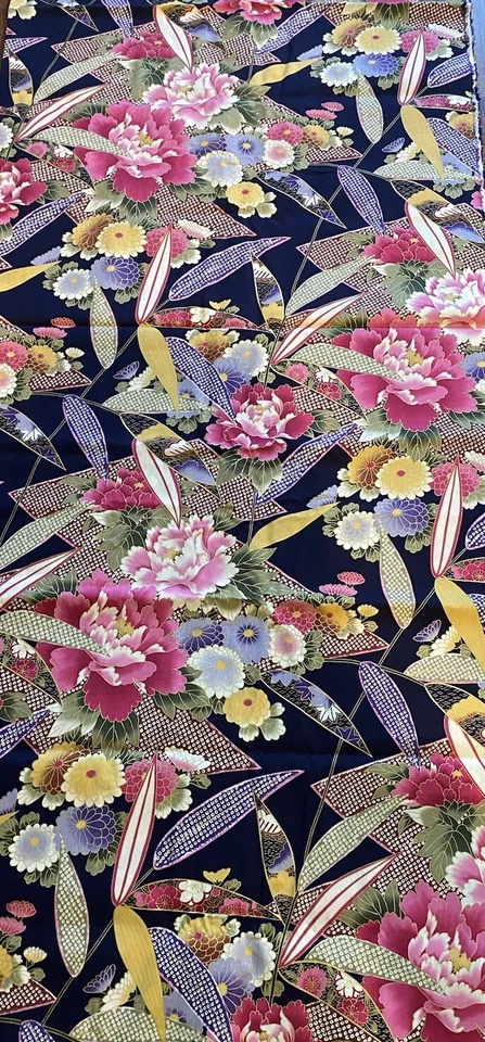 "Tela vintage Kona Bay rosa brillante y flores coloridas 45"" de ancho x por comprar" Foto 2 de 3