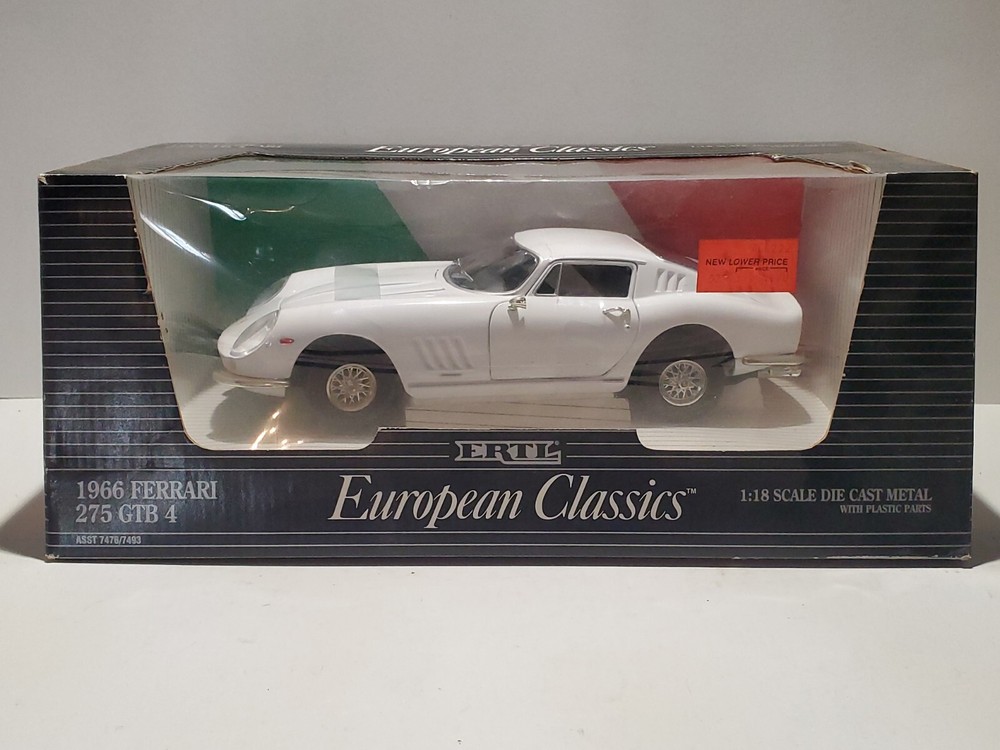 ERTL European Classics 1966 Ferrari 275 GTB 4 1:18 Diecast Model Car White 7493