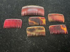 Lot of 6 Vintage Hair Combs Tortoise Color
