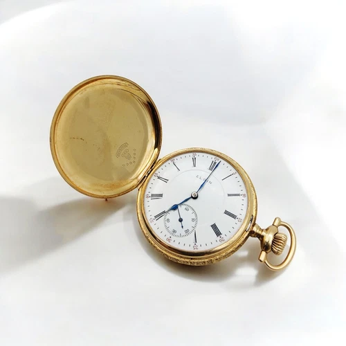 Antique Elgin Keystone 14K Gold Full Hunter Pocket Watch